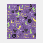 Halloween Pattern Lila Fleecedecke (Vorderseite)