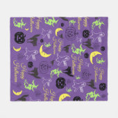 Halloween Pattern Lila Fleecedecke (Vorderseite (Horizontal))