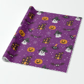 Halloween Pattern Lila Geschenkpapier (Ungerollt)