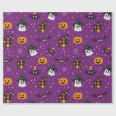 Halloween Pattern Lila Geschenkpapier (Flach)