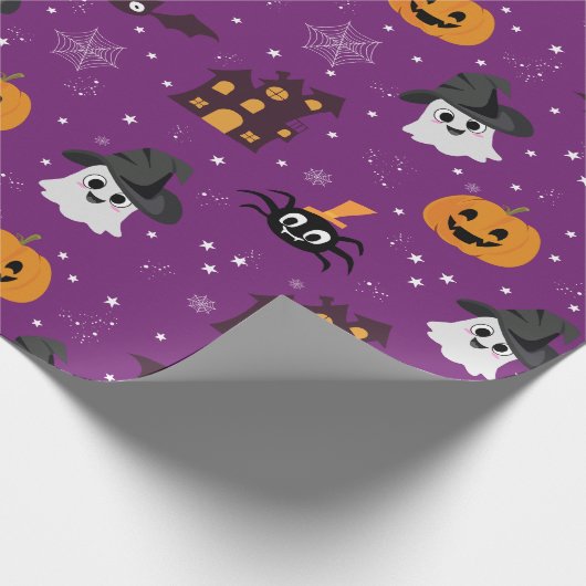 Halloween Pattern Lila Geschenkpapier (Ecke)
