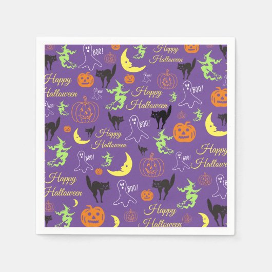 Halloween Pattern Lila Serviette (Vorderseite)