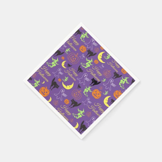 Halloween Pattern Lila Serviette (Ecke)
