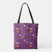 Halloween Pattern Lila Tasche (Rückseite)