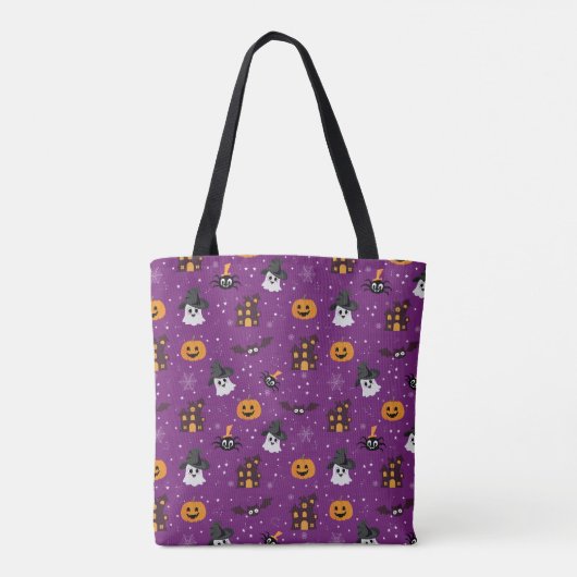 Halloween Pattern Lila Tasche (Rückseite)