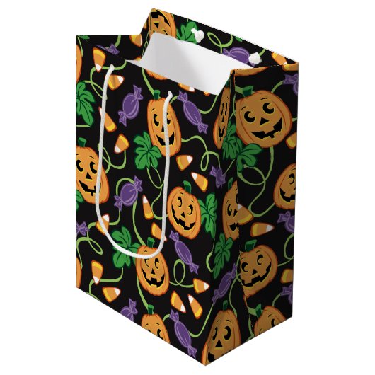 HALLOWEEN PATTERN MITTLERE GESCHENKTÜTE (Vorderseite Schrägansicht)