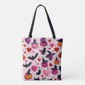 Halloween Pattern Niedlich Pink Pumpkin Tasche (Rückseite)