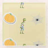 Halloween Pattern on cream Glasuntersetzer (Vorderseite)