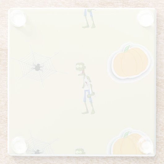 Halloween Pattern on cream Glasuntersetzer (Rückseite)