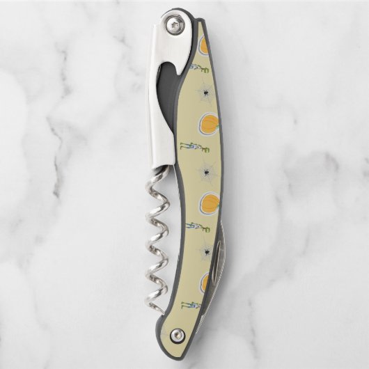 Halloween Pattern on cream Kellnermesser (Vorderseite)