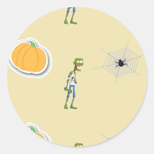 Halloween Pattern on cream Runder Aufkleber (Vorderseite)