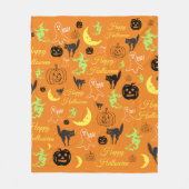 Halloween Pattern Orange Fleecedecke (Vorderseite)