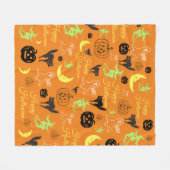 Halloween Pattern Orange Fleecedecke (Vorderseite (Horizontal))
