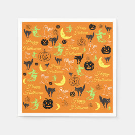 Halloween Pattern Orange Serviette