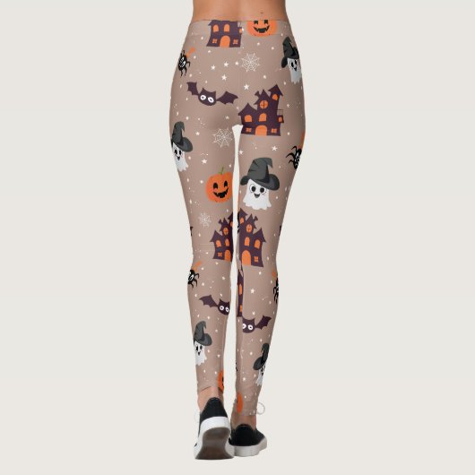 Halloween Pattern Pale Taupe Leggings (Rückseite)