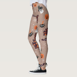 Halloween Pattern Pale Taupe Leggings