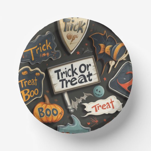 Halloween Pattern Pappteller (Vorderseite)