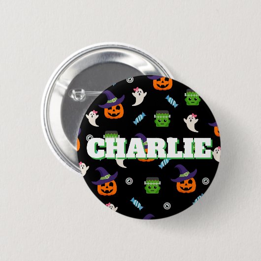 Halloween Pattern Party Favor Button (Vorne & Hinten)