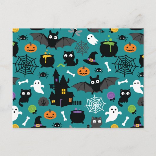 Halloween Pattern Postkarte (Vorderseite)