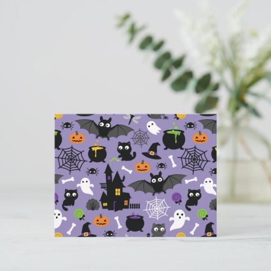 Halloween Pattern Postkarte (Stehend Vorderseite)