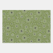 Halloween Pattern | Spinnen auf Spinnennetzen 3 Fa Geschenkpapier Set (Vorderseite 3)