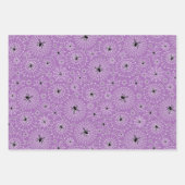 Halloween Pattern | Spinnen auf Spinnennetzen 3 Fa Geschenkpapier Set (Vorderseite 2)