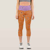 Halloween Pattern | Spinnen auf Spinnennetzen Capri Leggings (Vorderseite)