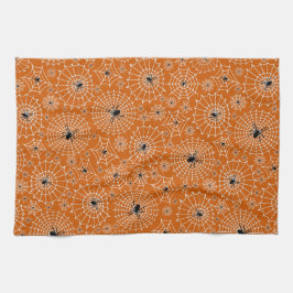 Halloween Pattern | Spinnen auf Spinnennetzen Geschirrtuch