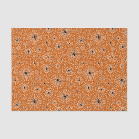 Halloween Pattern | Spinnen auf Spinnennetzen Seidenpapier (Vorderseite)