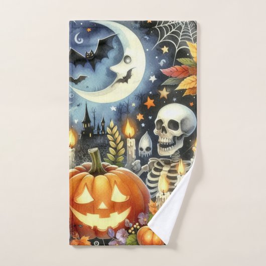 Halloween Pattern Spooky Badhandtuch Set (Handtuch)