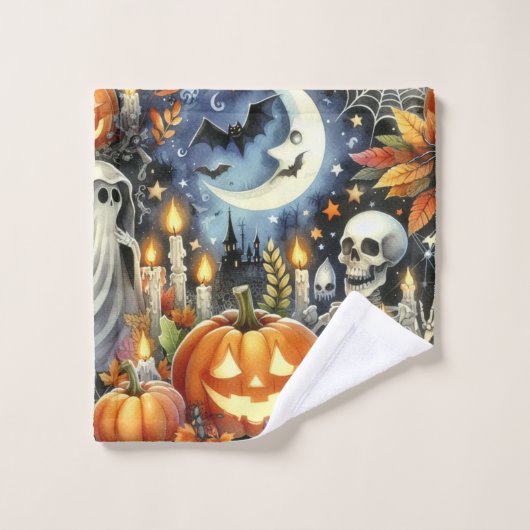 Halloween Pattern Spooky Badhandtuch Set (Waschlappen)
