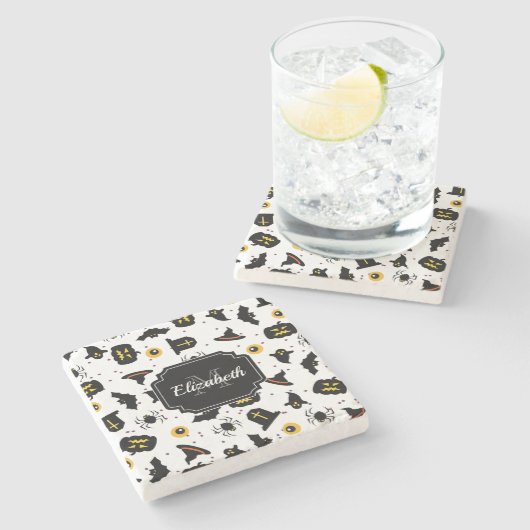 Halloween Pattern Steinuntersetzer (Seitenansicht)