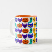 Halloween-Pattern-Tasse Zweifarbige Tasse (Vorderseite Links)