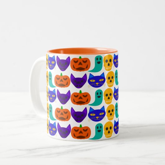Halloween-Pattern-Tasse Zweifarbige Tasse (Vorderseite Links)