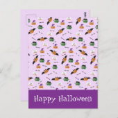Halloween Pattern Vielen Dank Pumpkins Lila Postkarte (Vorne/Hinten)