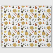 Halloween Pattern White Geschenkpapier (Flach)