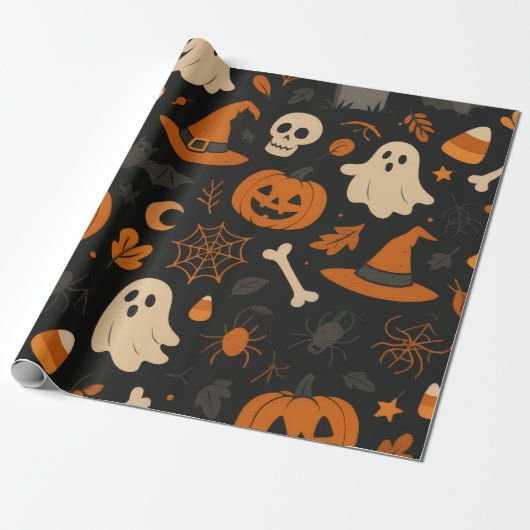Halloween Pattern Wrapping Paper Geschenkpapier (Ungerollt)