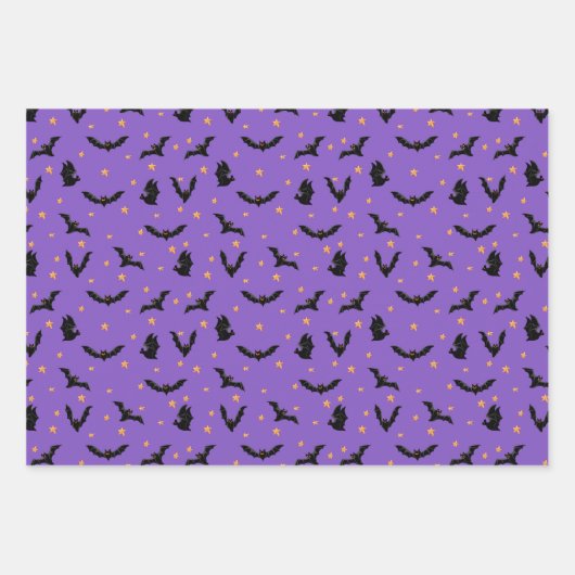 Halloween Patterns Bats Spiders Web Geschenkpapier Set (Vorderseite)