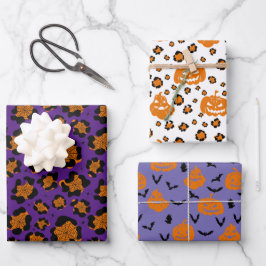 Halloween Patterns Beängstigende Pumpkins Spider W Geschenkpapier Set