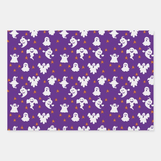 Halloween Patterns Ghost Pumpkins Spider Web Geschenkpapier Set (Vorderseite 3)