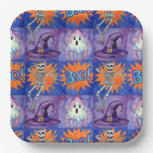 Halloween Patterns von Natasha Us Pappteller (Vorderseite)