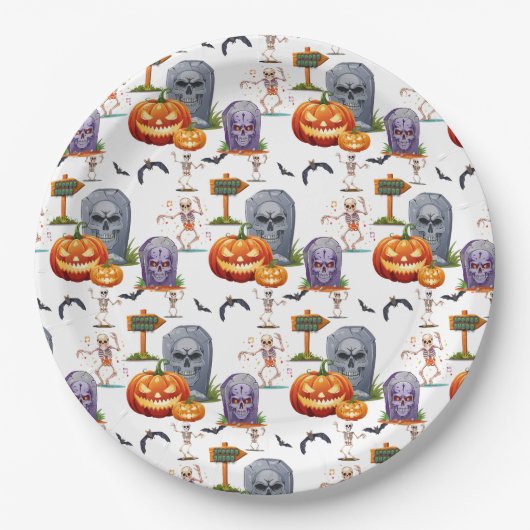Halloween Patttern Pappteller (Vorderseite)