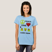 Halloween Peace Liebe und Candy Corn T-Shirt (Vorne ganz)