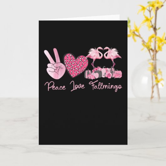 Halloween Peace Love Fallmingo Flamingo Pumpkin Karte (Gelbe Blume)