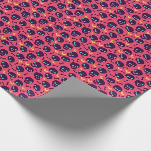 Halloween Peach Black Minimal Muster Geschenkpapier (Ecke)