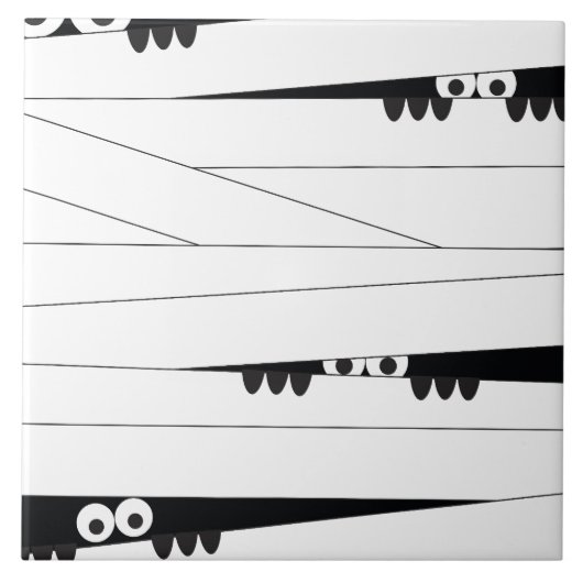 Halloween Peeking Mummy Fliese (Vorderseite)