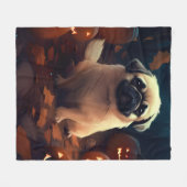 Halloween Pekingese mit Pumpkins Beängstigend Fleecedecke (Vorderseite (Horizontal))