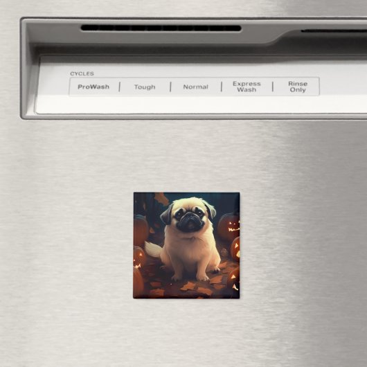 Halloween Pekingese mit Pumpkins Beängstigend Magnet (In Situ (Geschirrspüler))