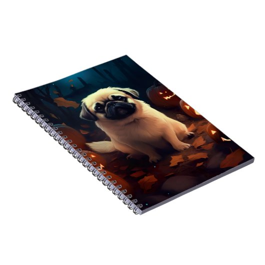 Halloween Pekingese mit Pumpkins Beängstigend Notizblock (Rechte Seite)