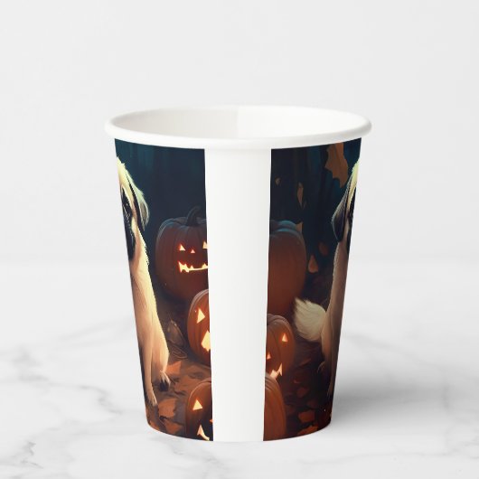 Halloween Pekingese mit Pumpkins Beängstigend Pappbecher (Links)